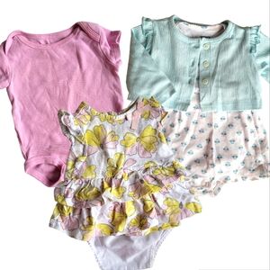 Baby Girl 5 pieces Summer Bundle  Pastel pink, blue, yellow size 3 mos